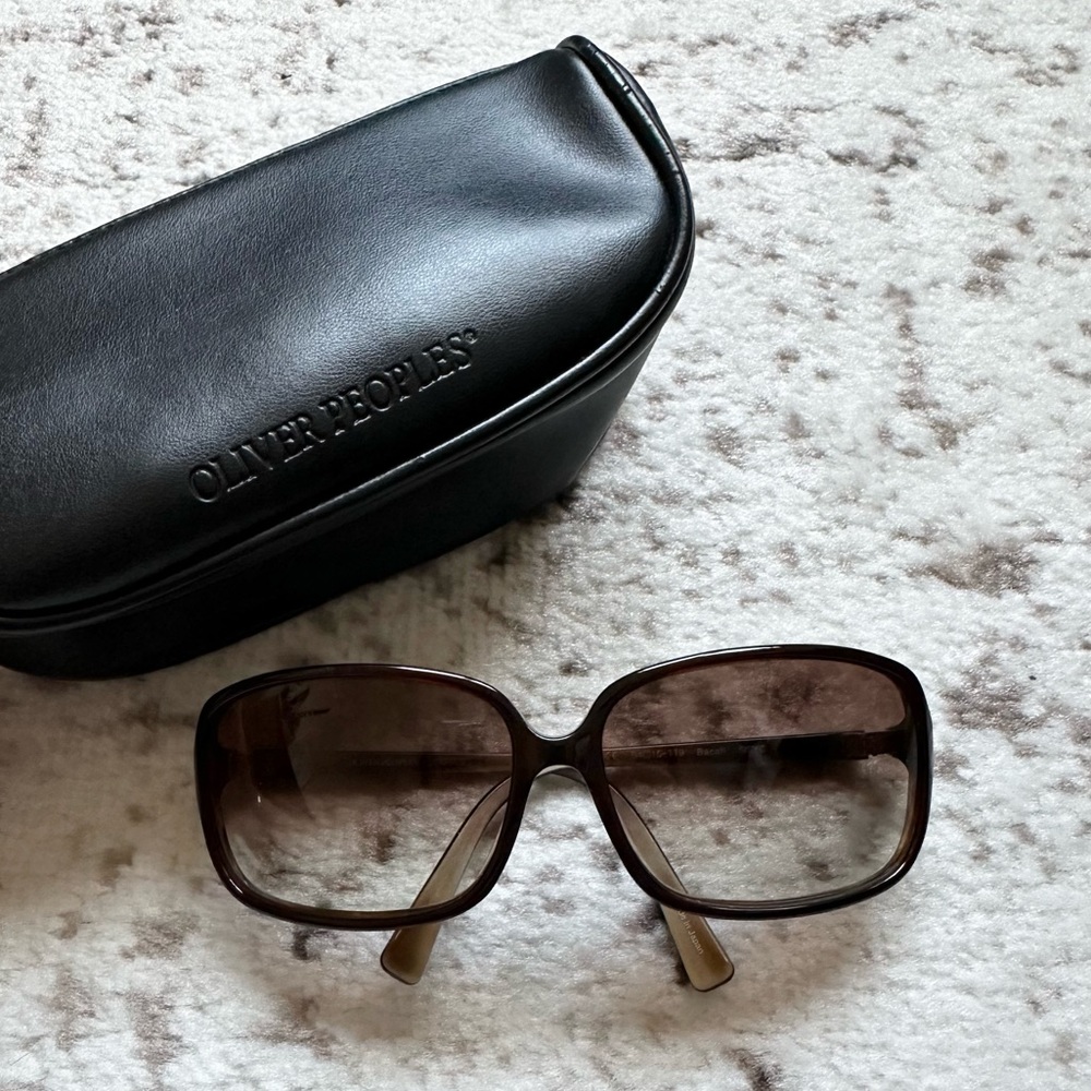 oliver peoples dark brown sunglasses. style: bacall.